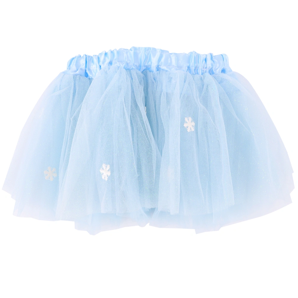 Kid Performance Skirt Costume Birthday Party Performance Skirt Snowflake Decorative Dance Skirt for Girl (Suitable Height 120cm, Light Blue)