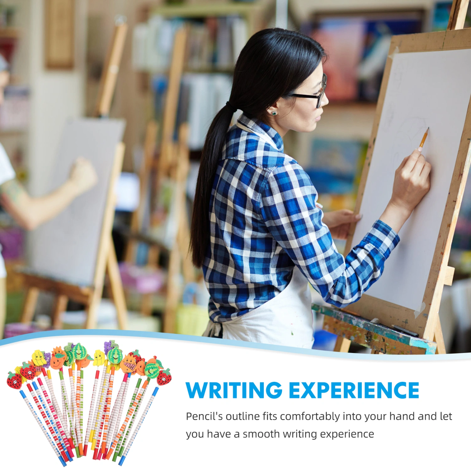 24pcs Fruit Designed Pencils Wooden Painting Pencils Children Stationery