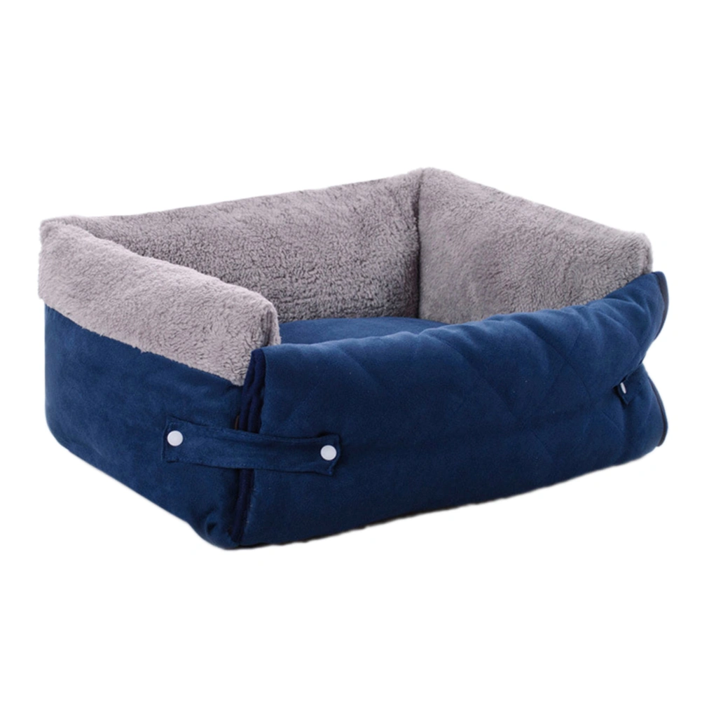 Multifunctional Clamshell Dog Sofa Bed Small Medium Dog Kennel Blanket Keep Warm Cat Dog House Mat Pet Products(Blue,M)