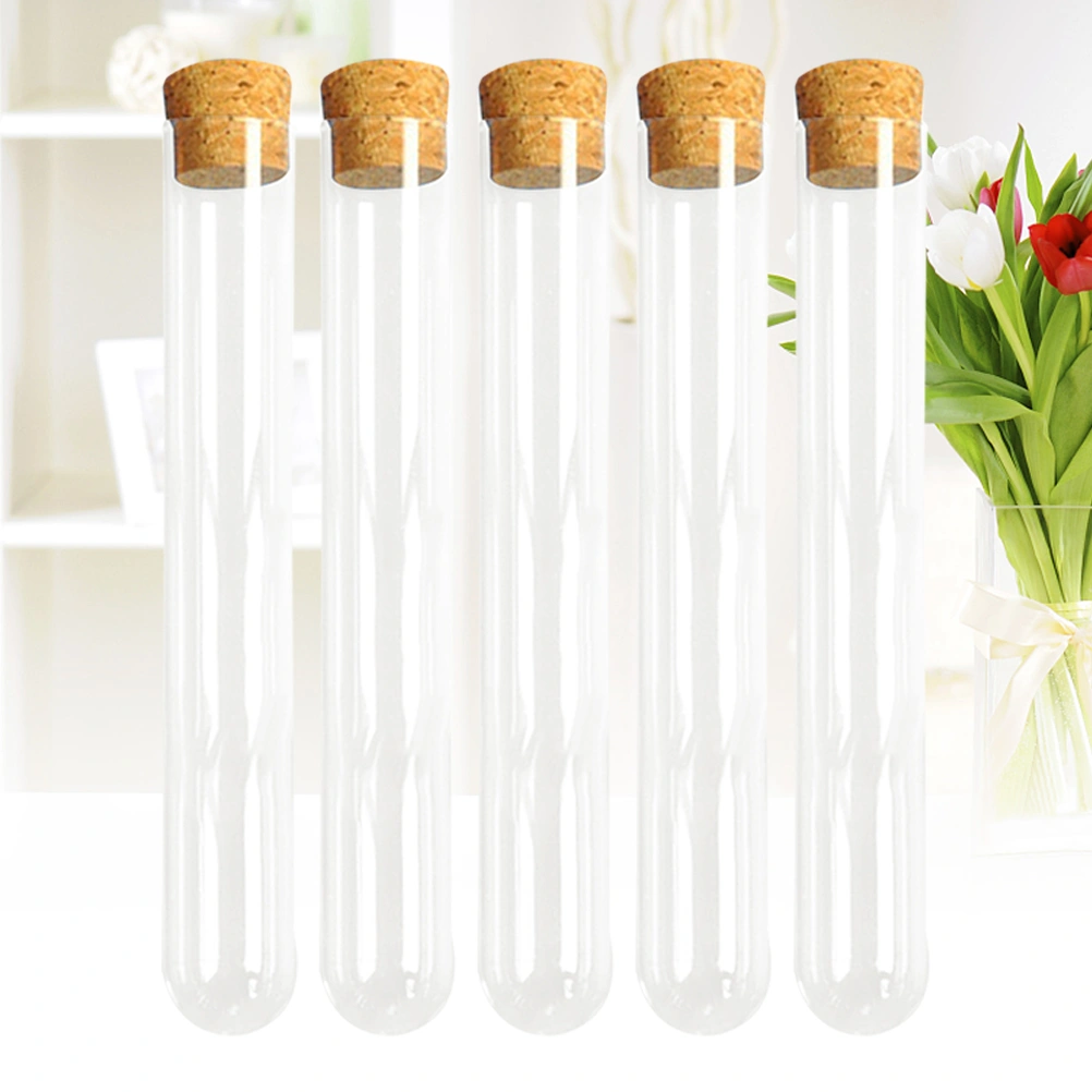 10 PCS Glass Clear Test Tubes with Cork Stoppers and Brush for Scientific Experiments Powder Liquid Storage 20x150mm