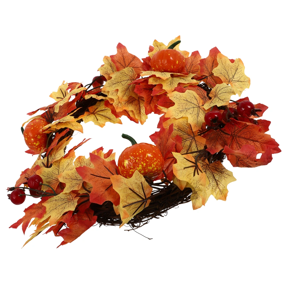 1pc Thanksgiving Wreath Decor Maple Leaf Garland Fake Flower Ornament Door Decor