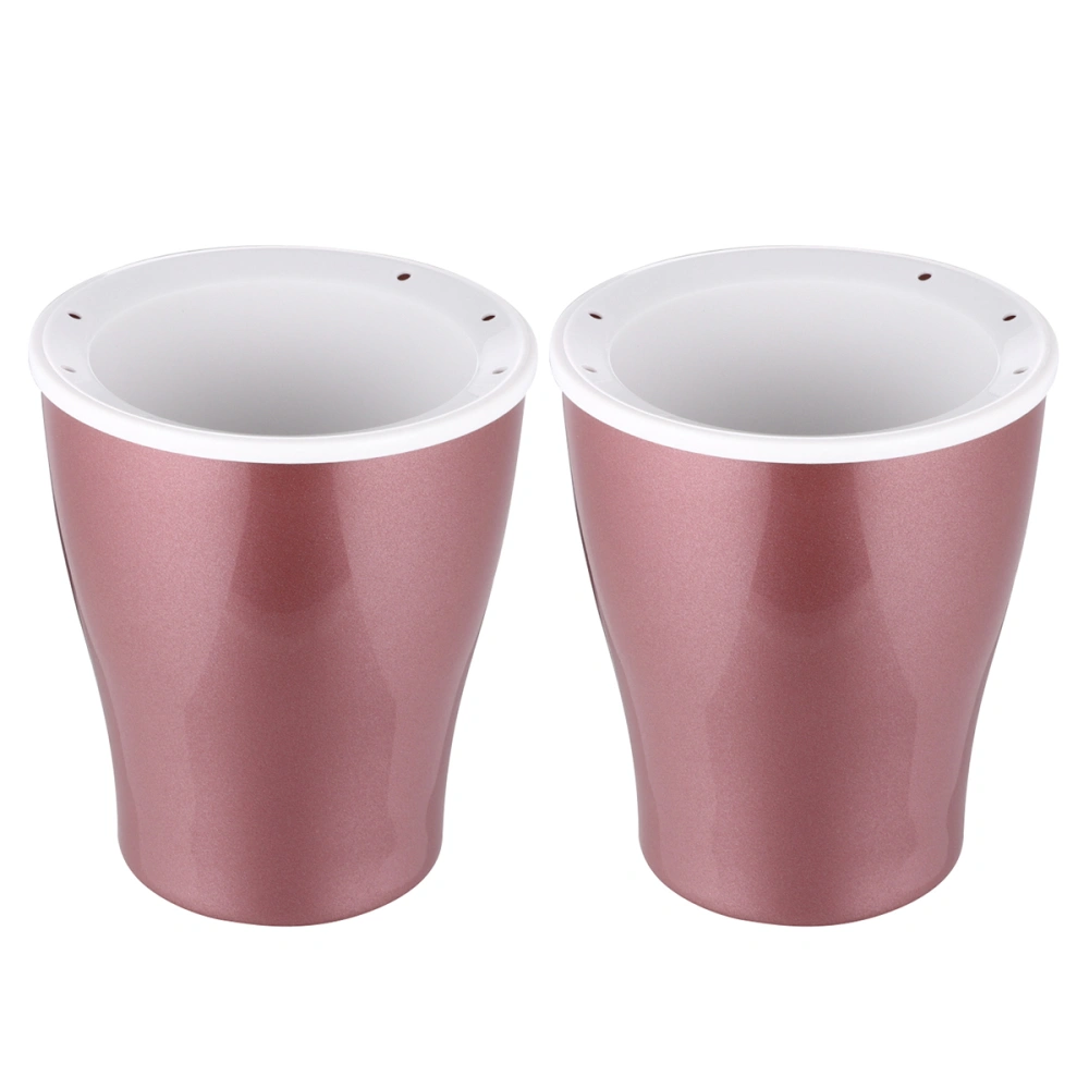 2pcs Plastic Lazy Flower Pot Creative Gardening Planter Self Watering Plant Holder Water Storage Pot for Home (Rose Gold, Large Size)