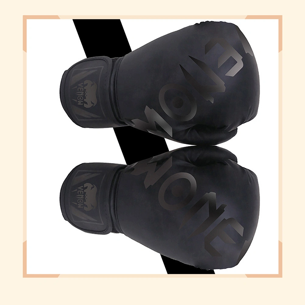 1 Pair Portable Boxing Gloves Protective Training Mitts Sparring Hand Pads for Wrestling Kickboxing Fighting (Black)