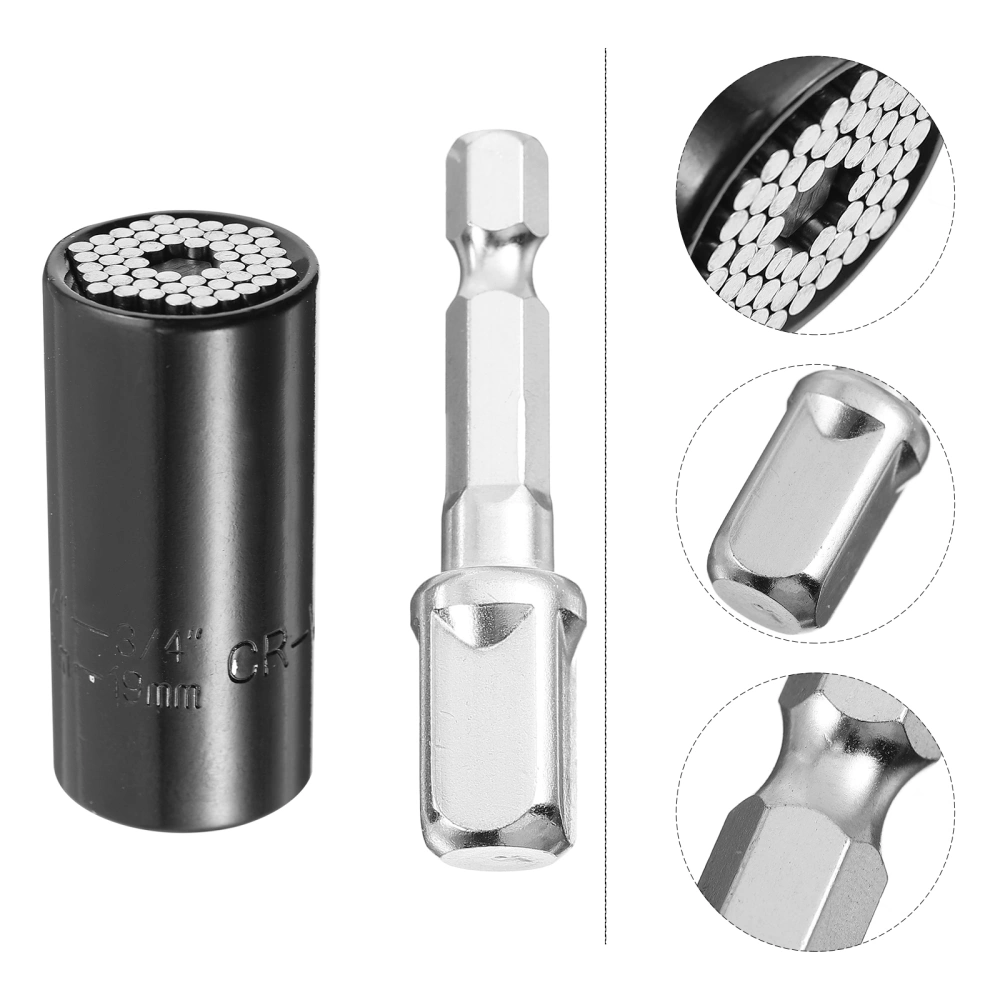 1pc 7-19mm Universal Socket with 1pc Ratchet Wrench Power Drill Adapter