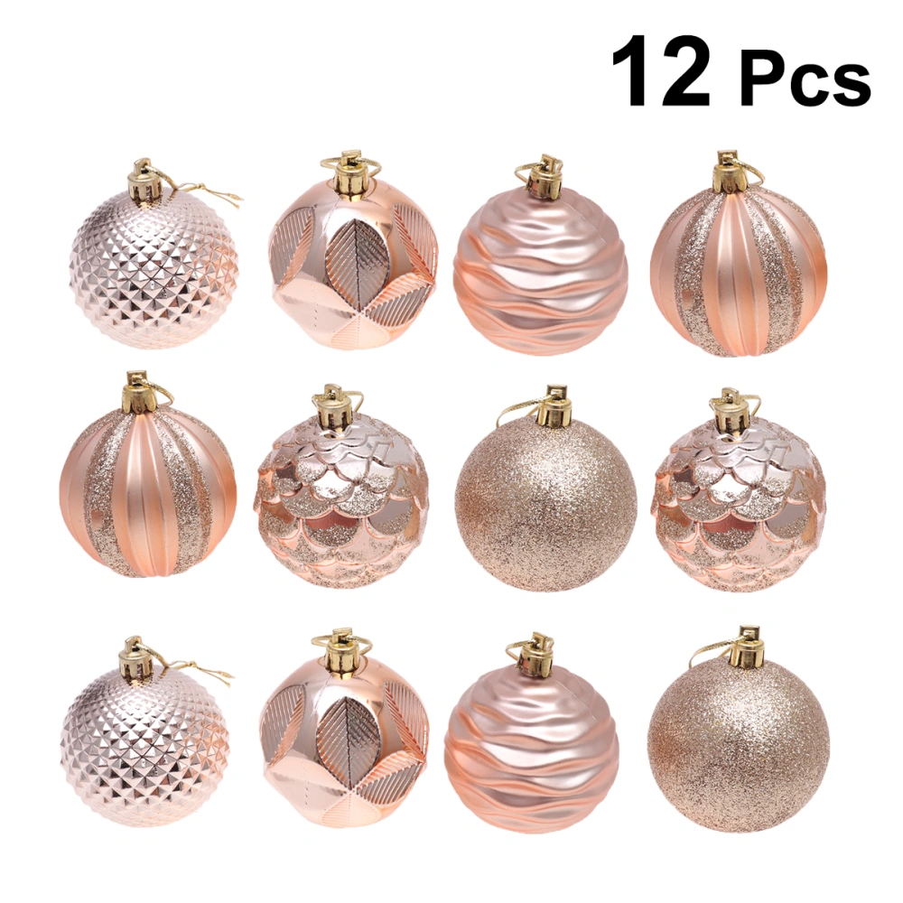 12PCS 6CM Christmas Ball Christmas Tree Decoration Hanging Display Ornament for Home Party Wedding (Golden)