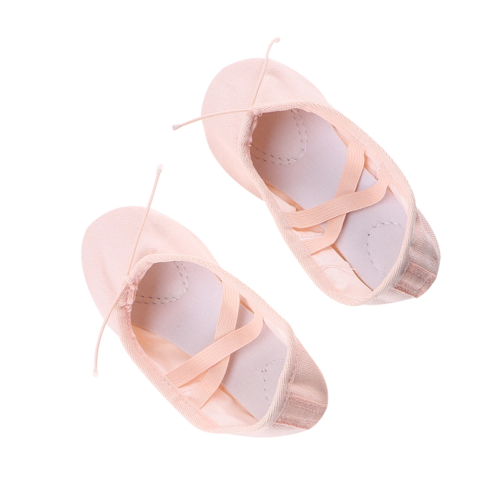 Girl Classic Canvas Sole Ballet Slippers Dance Gymnastics Yoga Shoes Flats - Size 39 (Incarnadine)