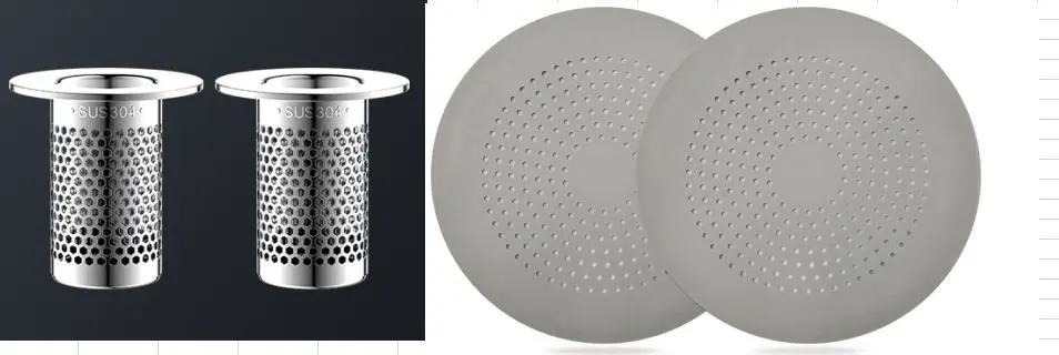 2Pcs Silicone Round Drain Cover Hair Catcher with 2 Stainless Steel Sink Drain Strainer for Bathroom Bathtub Kitchen