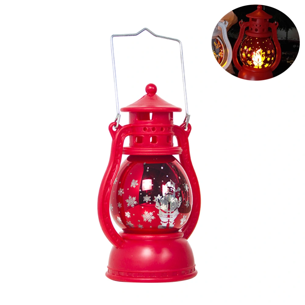 Christmas Decorative Storm Lantern Printed Hanging Oil-lamp Tabletop Lights (C Red Santa Claus)