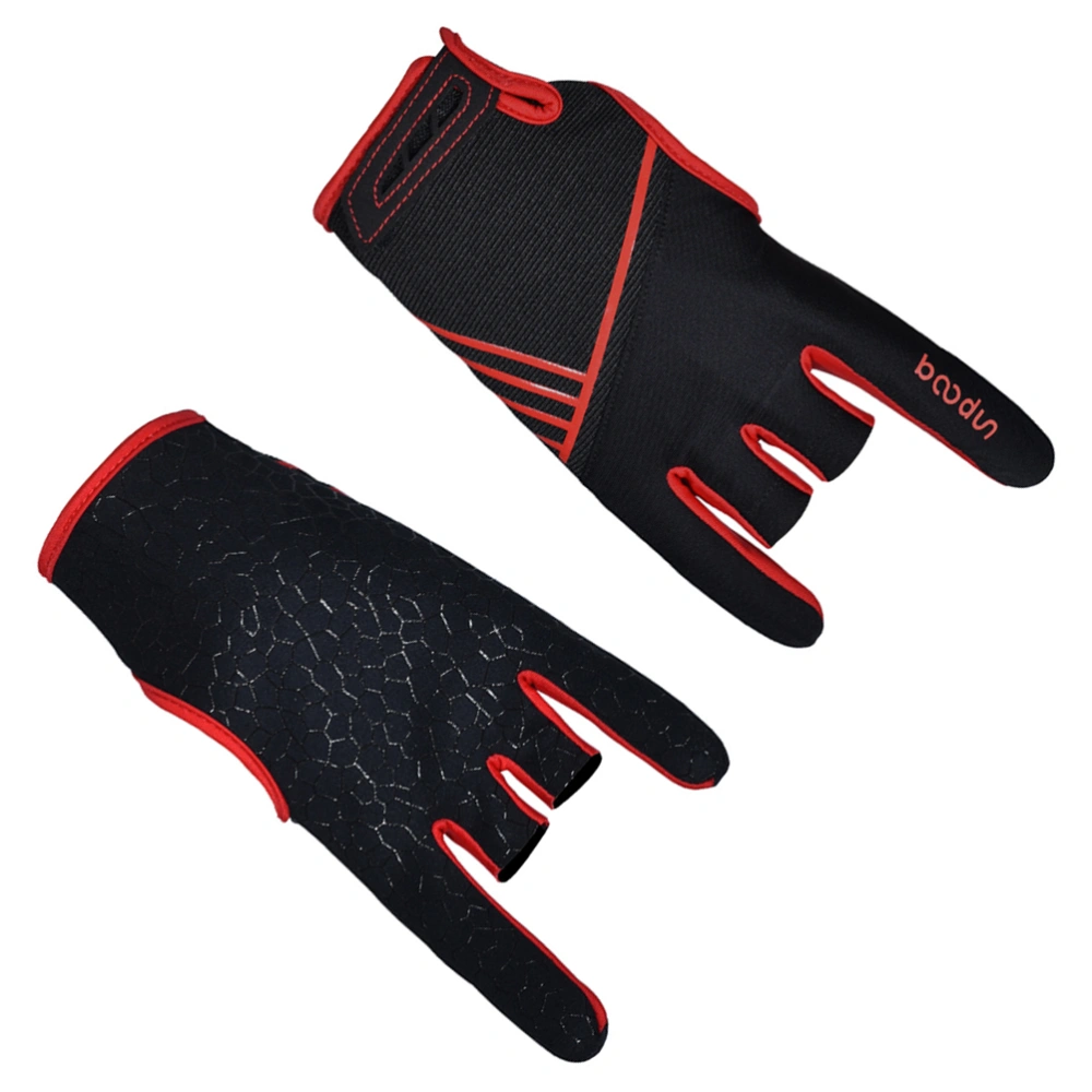 1 Pair of Silicone Anti-slip Bowling Gloves Professional Elastic Breathable Sports Gloves - Size L/XL (Red)