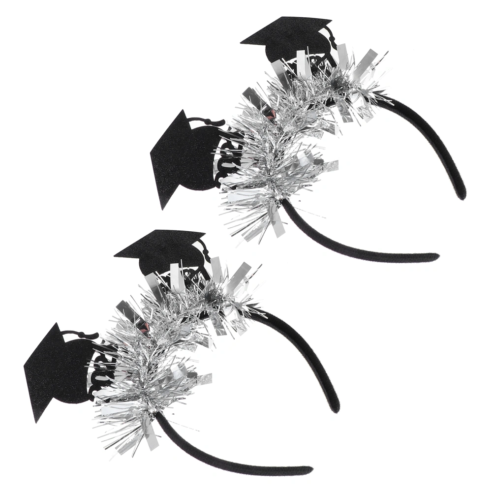 2pcs Doctorial Hat Hair Hoops Graduation Party Headdress Hair Accessories