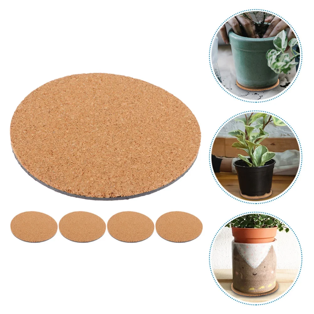 5pcs Round Cork Mats Insulation Coasters Cup Pads Small Plant Pots Flowerpot Pads