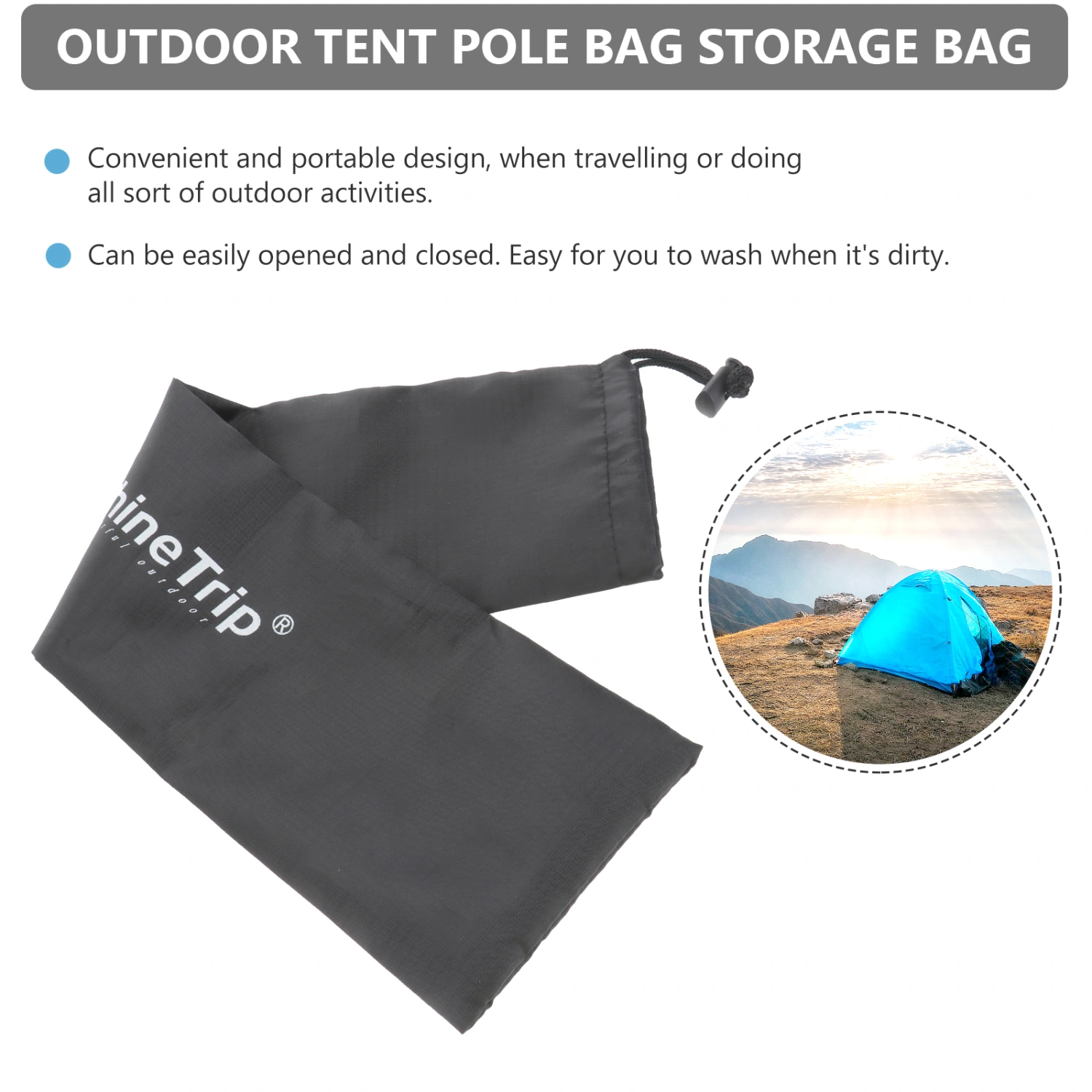 2PCS Outdoor Tent Pole Storage Bag Storage Pouch Organizing Storage Bag