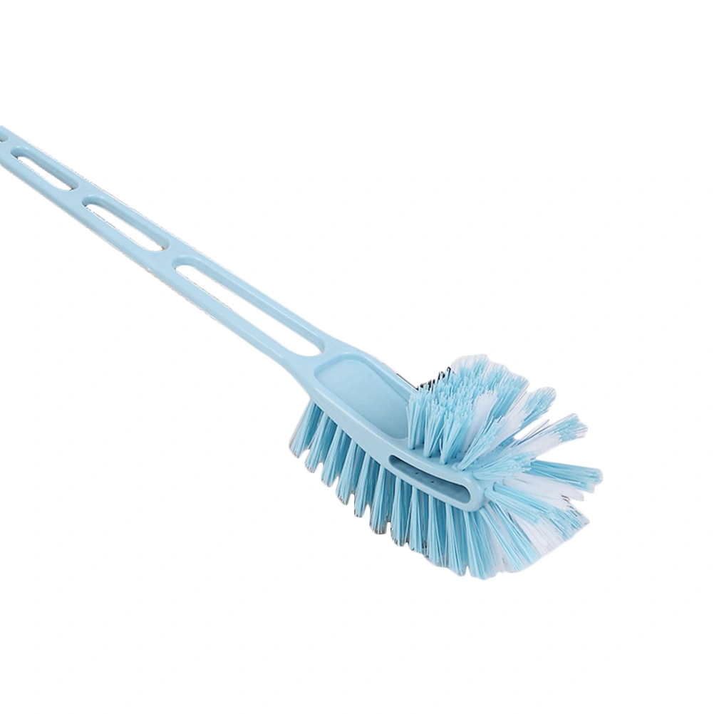 Portable Toilet Brush Plastic Long Handle Bathroom Toilet Scrub Double Sided Cleaning Brush for Bathroom (Sky-blue)
