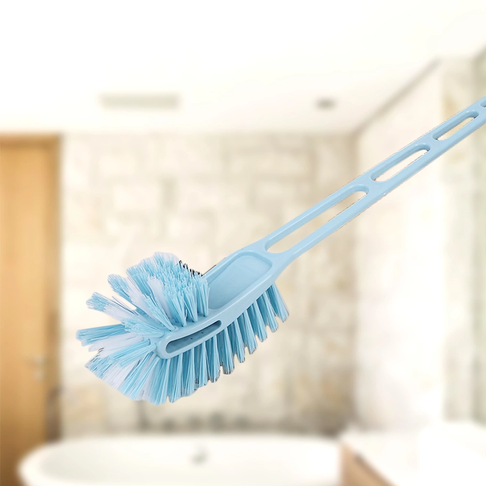 Portable Toilet Brush Plastic Long Handle Bathroom Toilet Scrub Double Sided Cleaning Brush for Bathroom (Sky-blue)