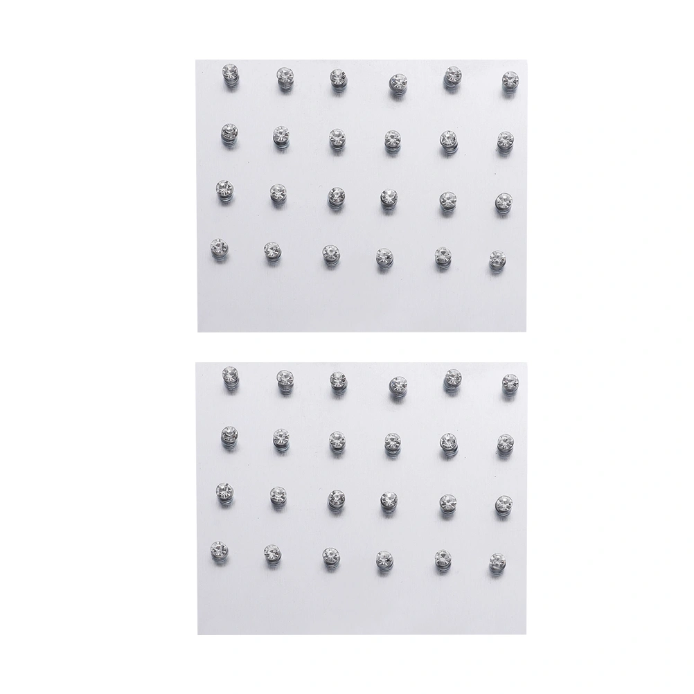 48Pcs 4mm Magnetic Magnet Crystal Cubic Zircon Ear Stud Earrings Gift Crystal with Diamond Double RoundCrystal Stud Magnetic Stud(White)