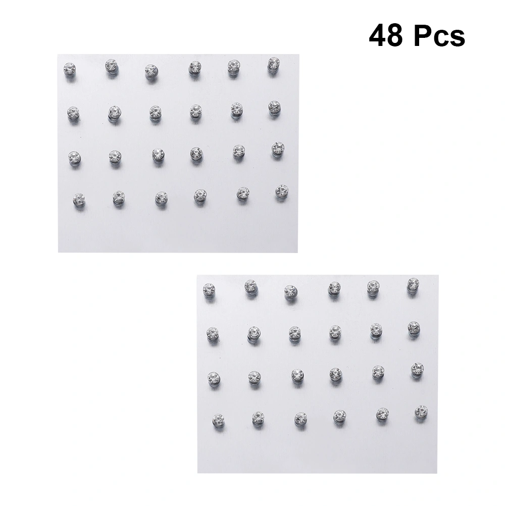 48Pcs 4mm Magnetic Magnet Crystal Cubic Zircon Ear Stud Earrings Gift Crystal with Diamond Double RoundCrystal Stud Magnetic Stud(White)