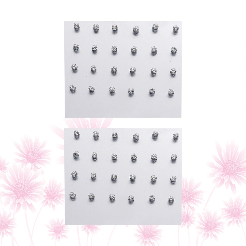48Pcs 4mm Magnetic Magnet Crystal Cubic Zircon Ear Stud Earrings Gift Crystal with Diamond Double RoundCrystal Stud Magnetic Stud(White)