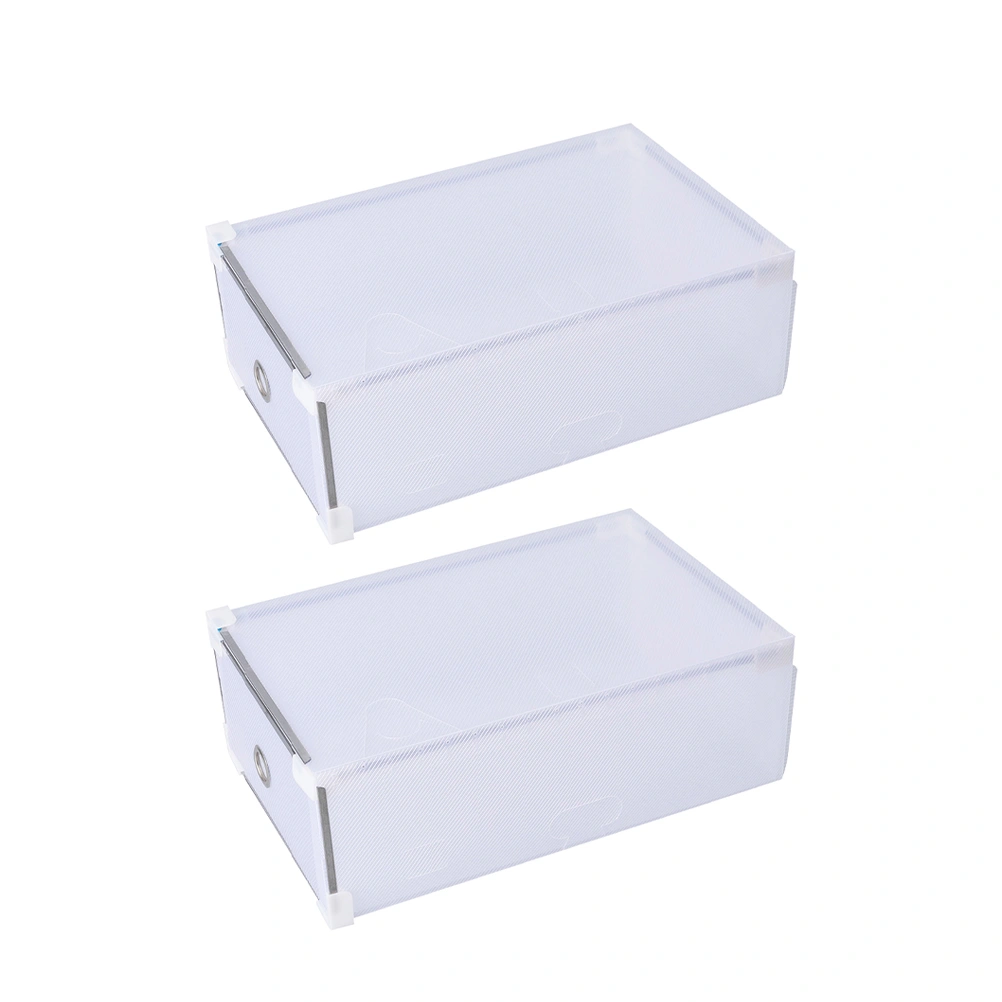 2PCS Transparent Women Shoes Storage Organizer Drawer Type Plastic Shoes Box for Women Girls (White)