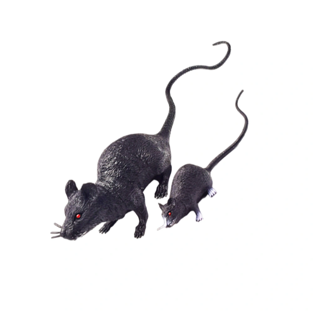 2PCS Imitated Mouse Model Funny Prank Toy Novelty Creative Tricky Toy Photo Prop for Party Game April Fools Day (Black, Big Mouse and Small Mouse)