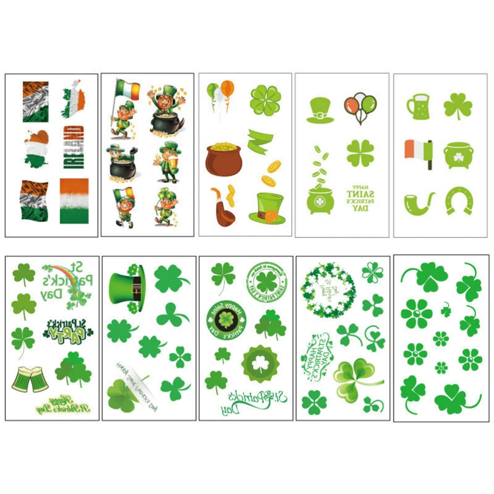 1 Set of 20 Sheets St. Patrick's Day Stickers Party Decorating Face Stickers Waterproof Paste Shamrock Sticker for Kids Adults Decor Use