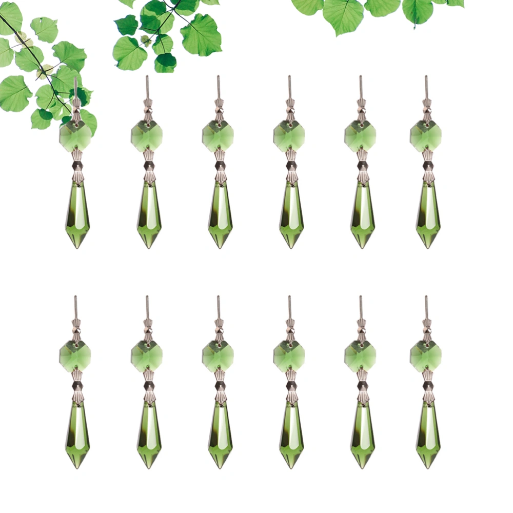 20PCS DIY Beautiful Crystal Chandelier Glass Crystal Pendants Beads Prisms Pendants (Green)