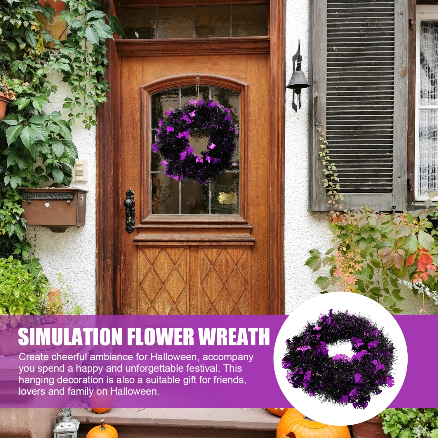 Halloween Theme Wreath Door Festival Hanging Decoration Door Wreath Party Supply