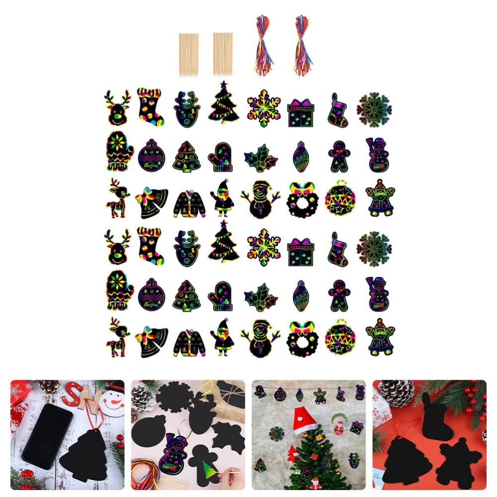 1 Set of Christmas Scratch Paper DIY Xmas Scratch Cards Xmas Tree Ornaments