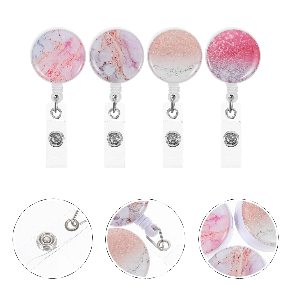 4Pcs Retractable Badge Holders Nursing Badge Buckles Pocket Chest Card Clips