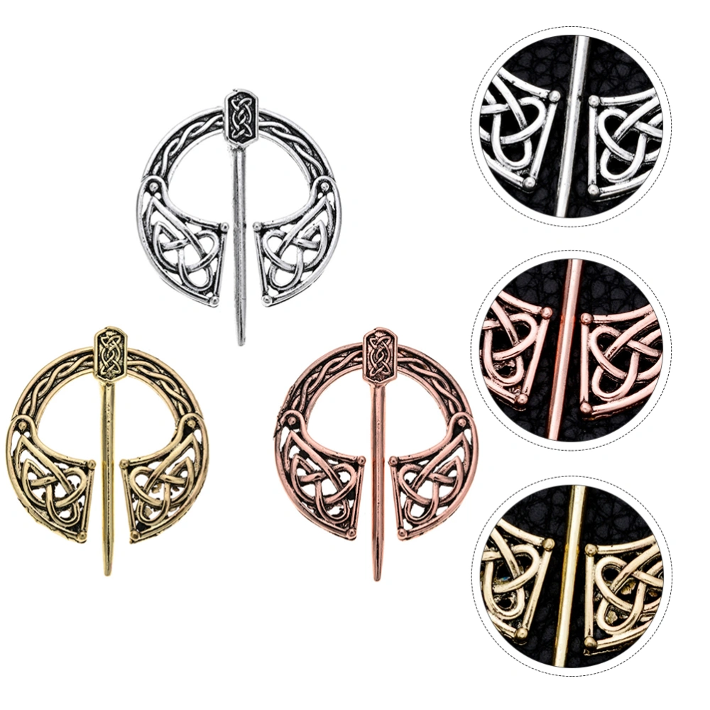 3Pcs Retro Alloy Brooches Unique Brooches Durable Viking Brooch Decorations