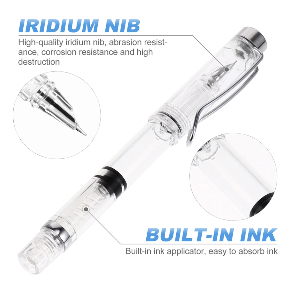 4Pcs Fountain Pen with Ink Absorber Transparent Ink Pen Students Writing Pen