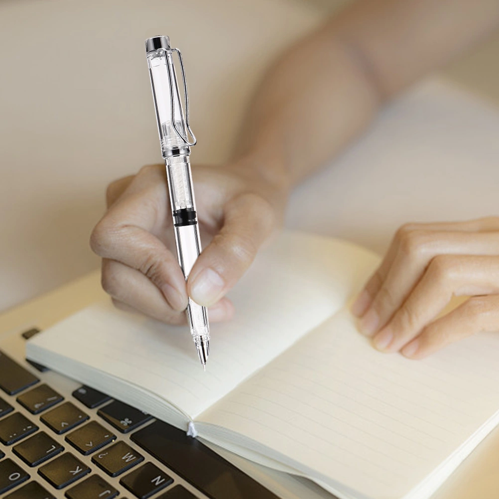 4Pcs Fountain Pen with Ink Absorber Transparent Ink Pen Students Writing Pen