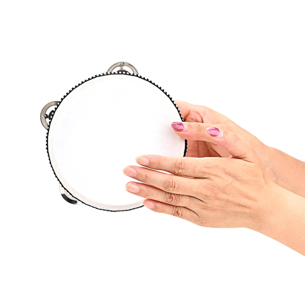 Hand Held Tambourine Drum Bell Wood Metal Jingles Percussion Gift Musical Instrument