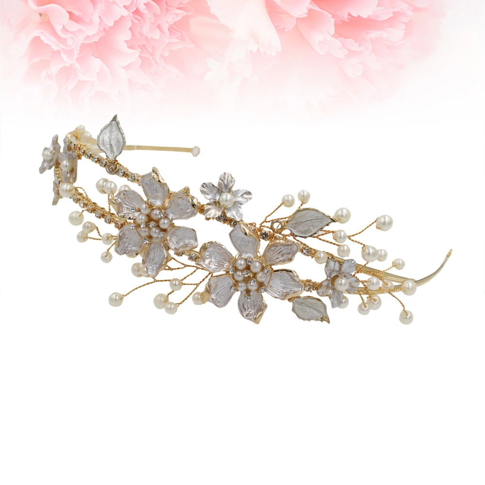 Alloy Flower Crown Wedding Dress Crown Hair Hair Accessories for Wedding Party (Golden)