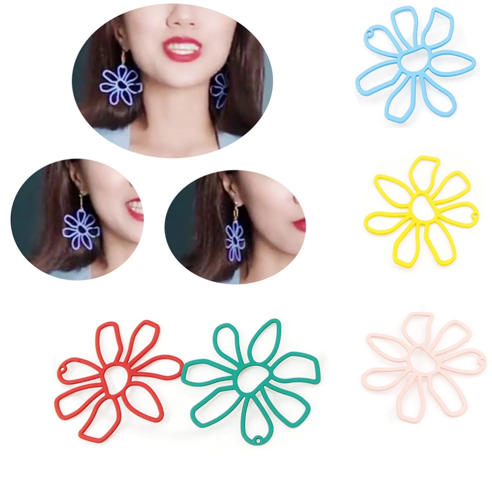 10PCS DIY Jewelry Accessories DIY Hollow out Flowers Pendant Simple Flower Shape Pendant Handmade DIY Pendant Accessories Stylish Jewelry Hanging Ornament for Jewelry Making (Red)