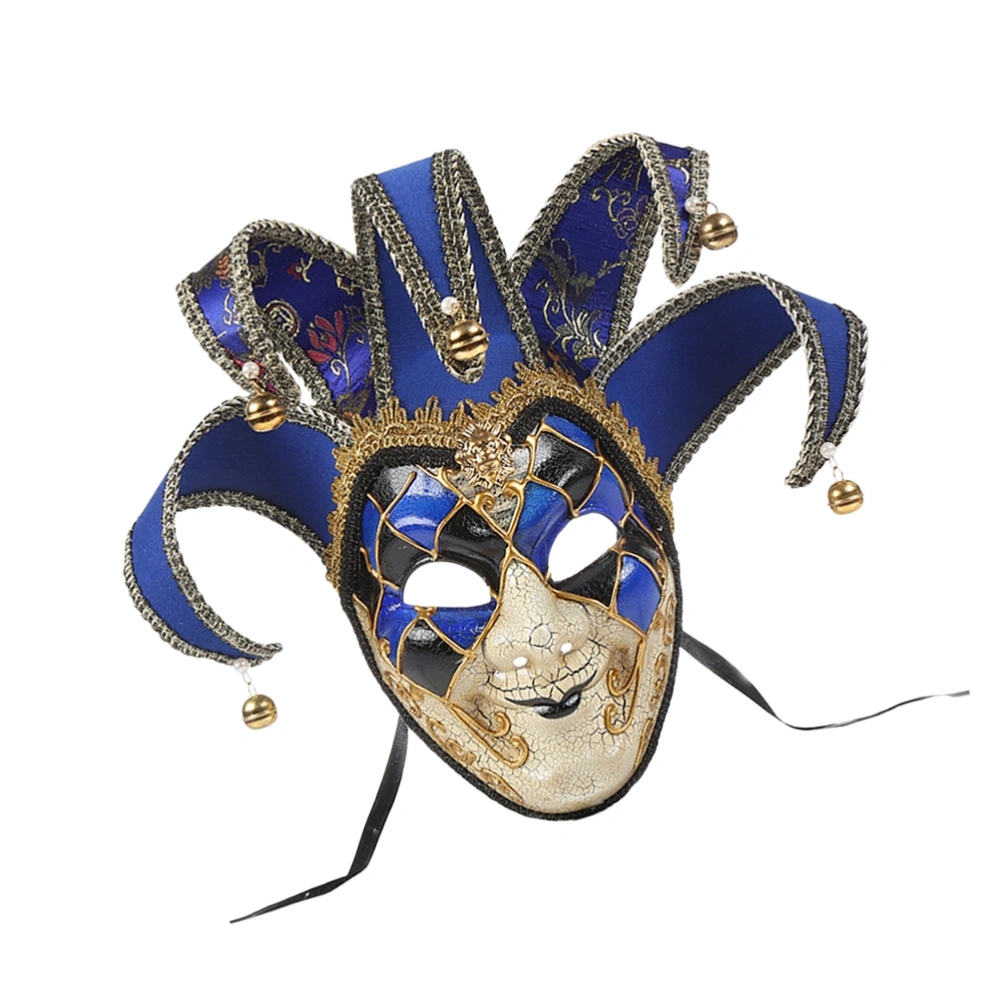 Venice Italy Full Face Mask Cosplay Costume Prop Mask Dress-up Face Cover Accessory Photography Props for Masquerade Party Carnival Performance Animation Exhibition (Blue, Crack Grain Style)