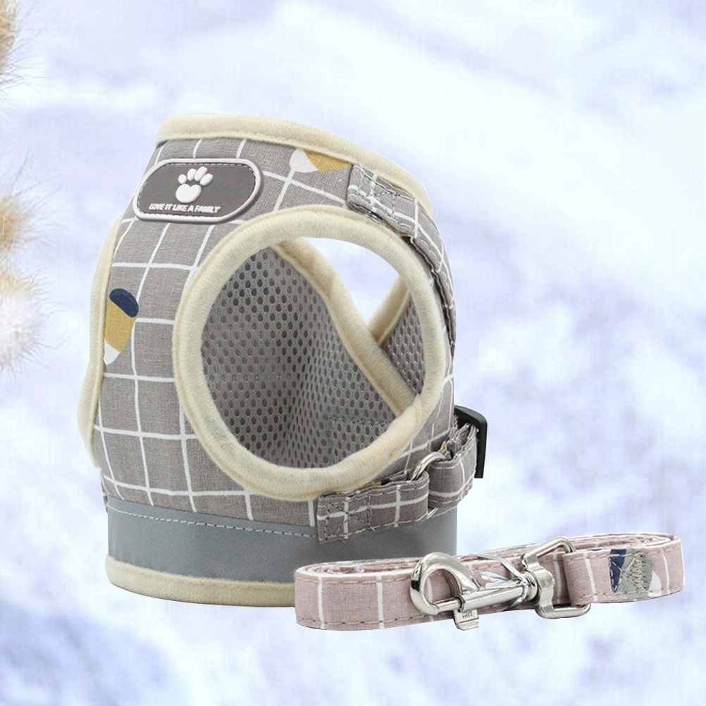 Pet Harness Chest Strap Pet Supplies Breathable Adjustable Vest Harness for Small Pets Puppies Cats Dogs Size M（Khaki)