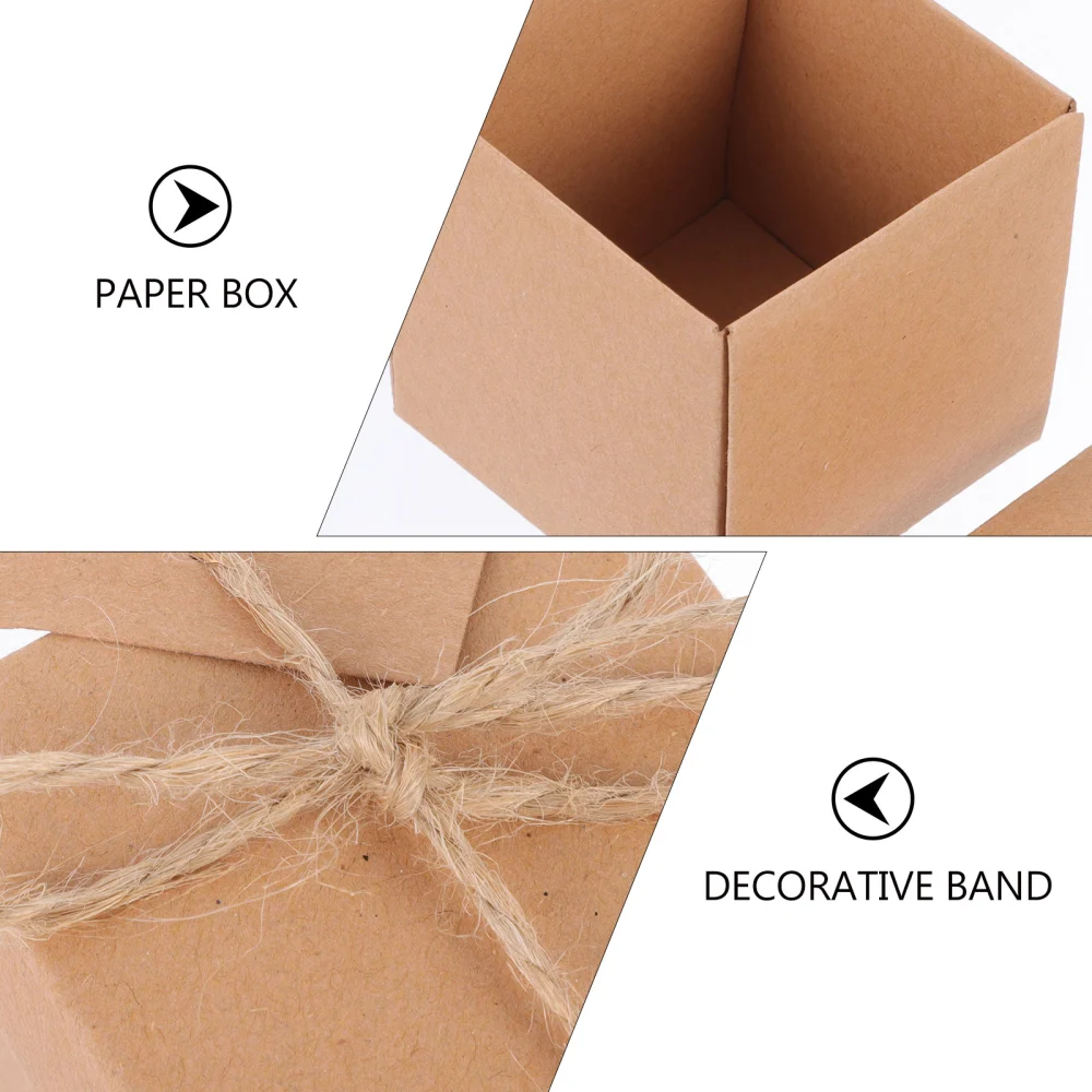 50 Sets Packaging Boxes Candy Boxes Kraft Paper Gift Boxes with Hemp Ropes Tags