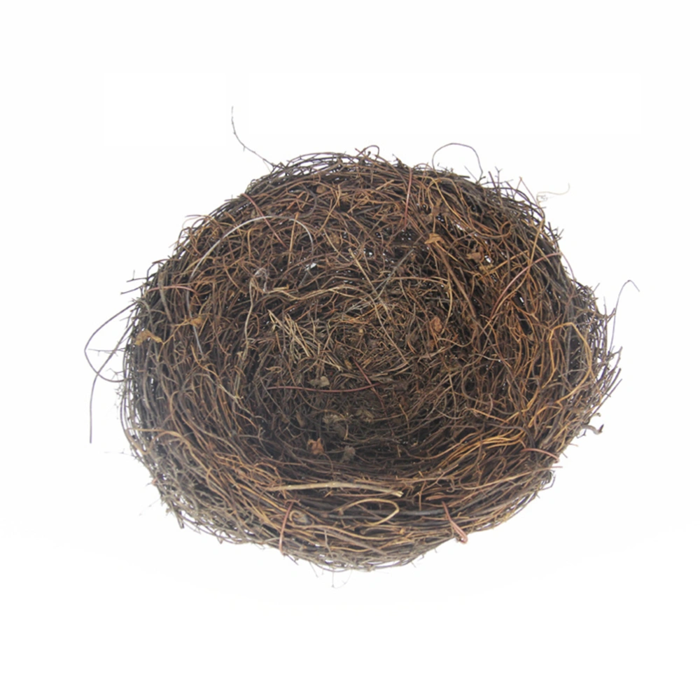 Country Style Simulation Twig Bird Nest Handmade Easter Rattan Nest Creative Decoration for Home Garden (15cm)