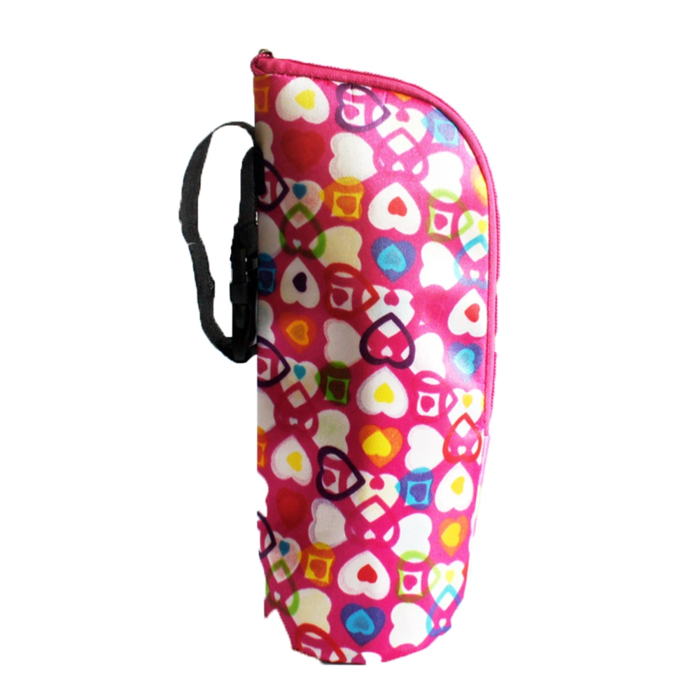 Baby  Milk Bottle Warmer Thermal Insulated Bag Portable Infant Feeding Bottle Tote Bag (Rose Red Heart)