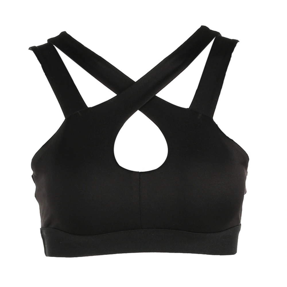 Women Sports Bra High Impact Support Tops Stretchy Breathable Wire Free Fitness Underwear for Yoga Gym Workout - Size L (Black)