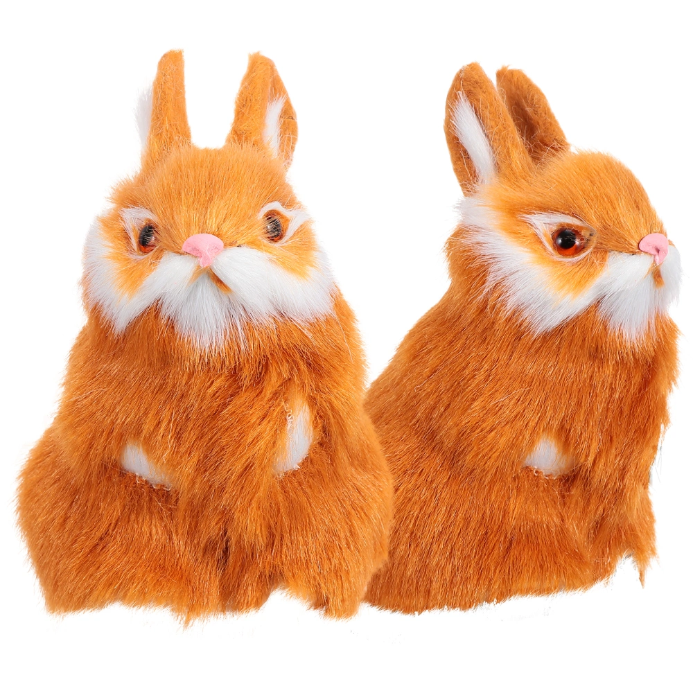 2pcs Simulated Rabbit Toy Adorable Fluffy Rabbi Model Kid Animal Toy Model Decor