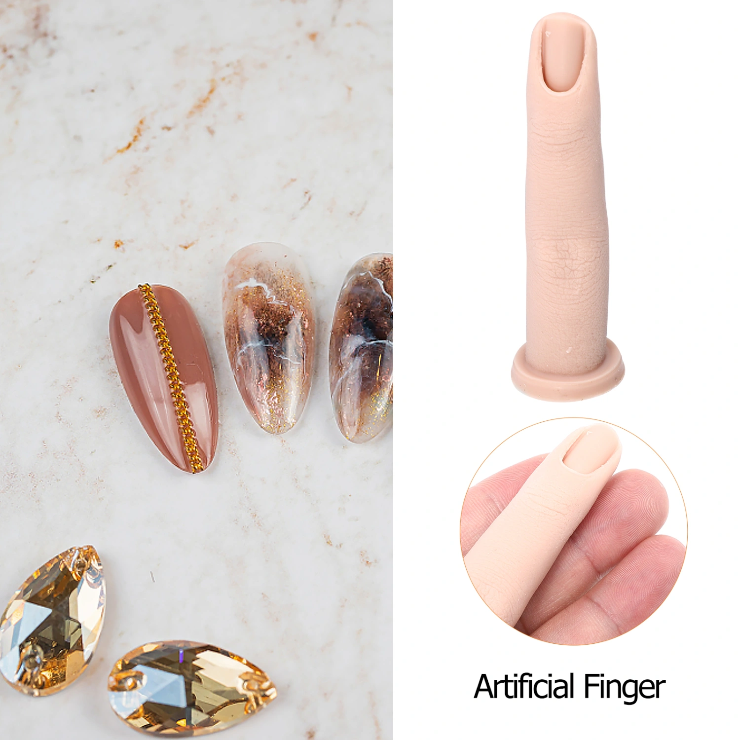 1Pc Nail Shop Manicure Practice Finger Fake Nail Art Training Finger Model