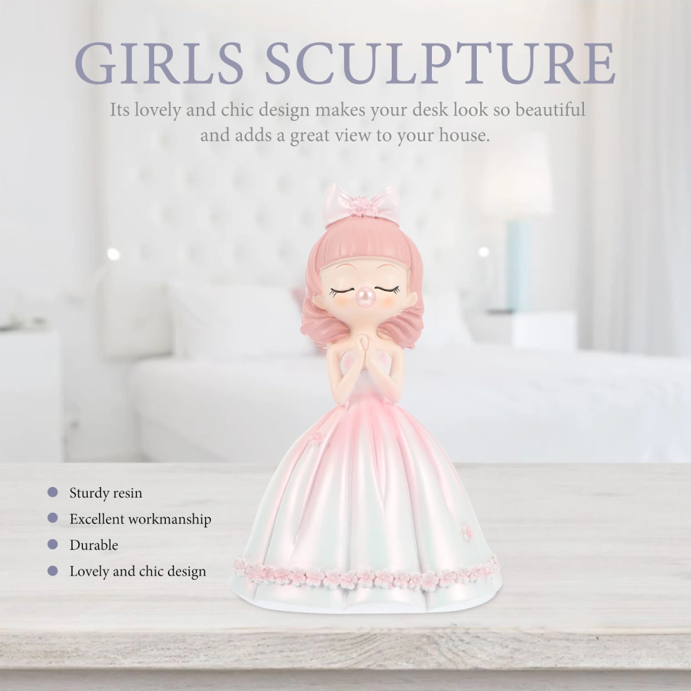 Resin Girl Statue Beautiful Girl Ornament Fashion Desktop Ornament Festival Gift