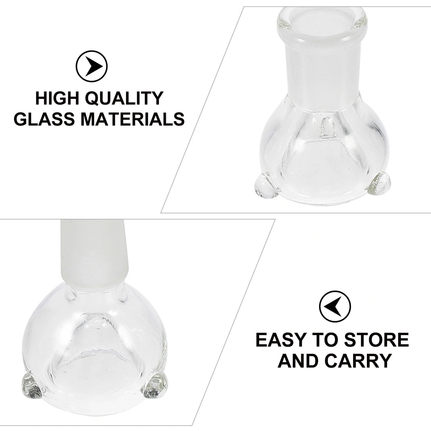 2pcs Transparent Glass Funnel Bowl Handmade Holder Tobacco Pipe Smoking Heads