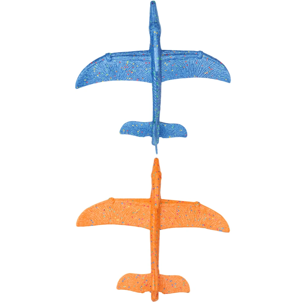 2PCS Throwing Aircraft Children's Pterosaur Shape Level Circle Flying Airplane Outdoor Sports Flying Toy DIY Toy (Blue+Orange)