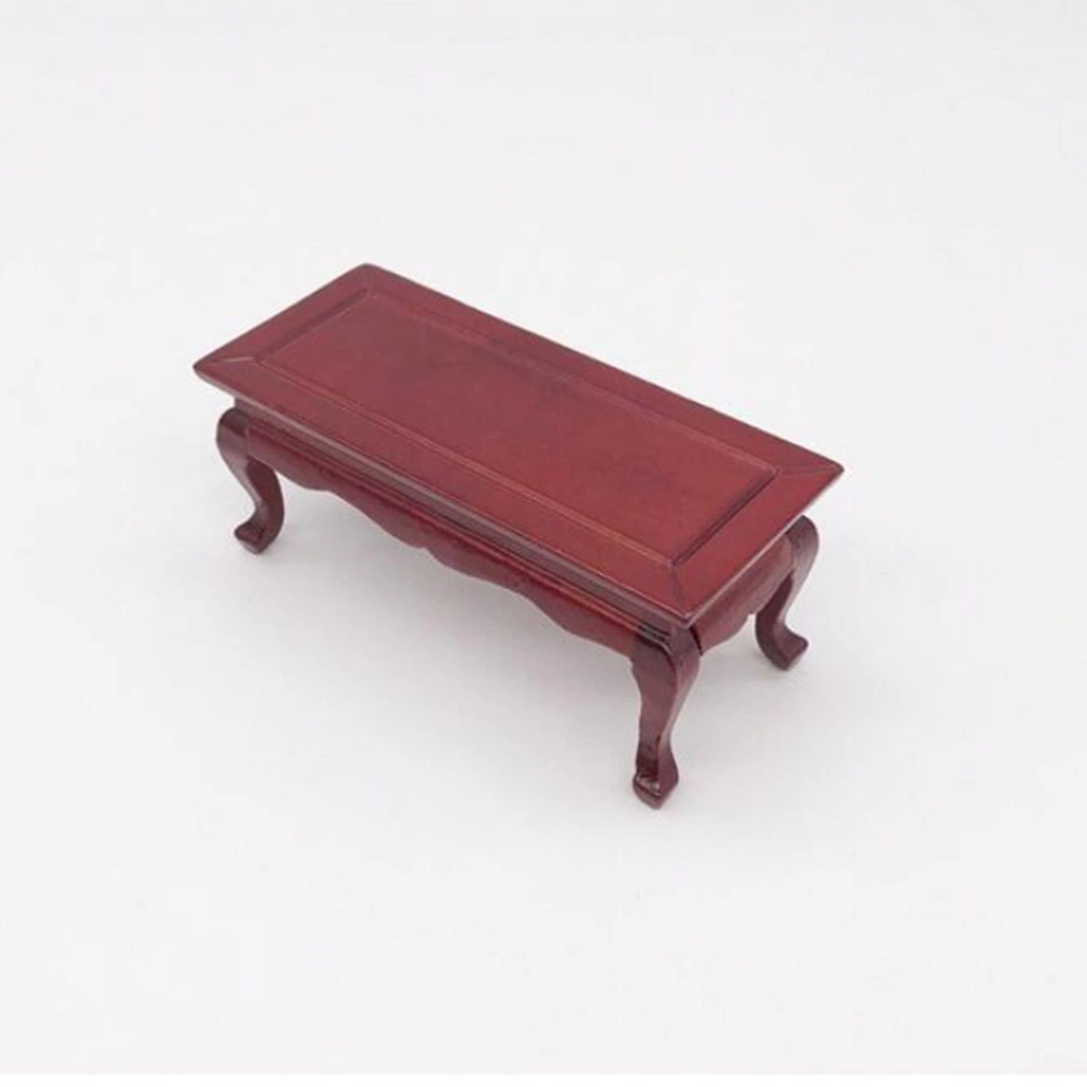 1Pc 1:12 Mini Coffee Table Solid Wood Table Model Desk Model for Dolly House Doll House (Red)