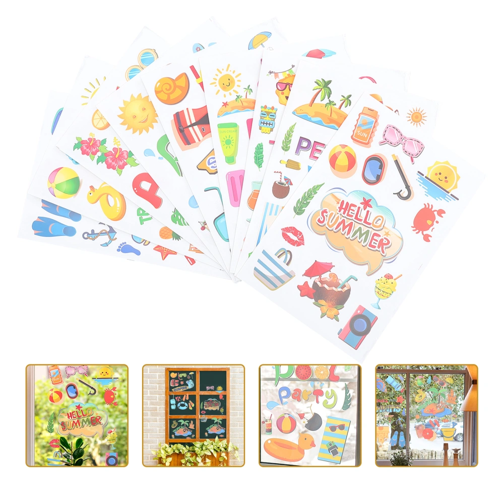 9 Sheets Hawaii Wall Stickers Cartoon Party Stickers Party Window Stickers