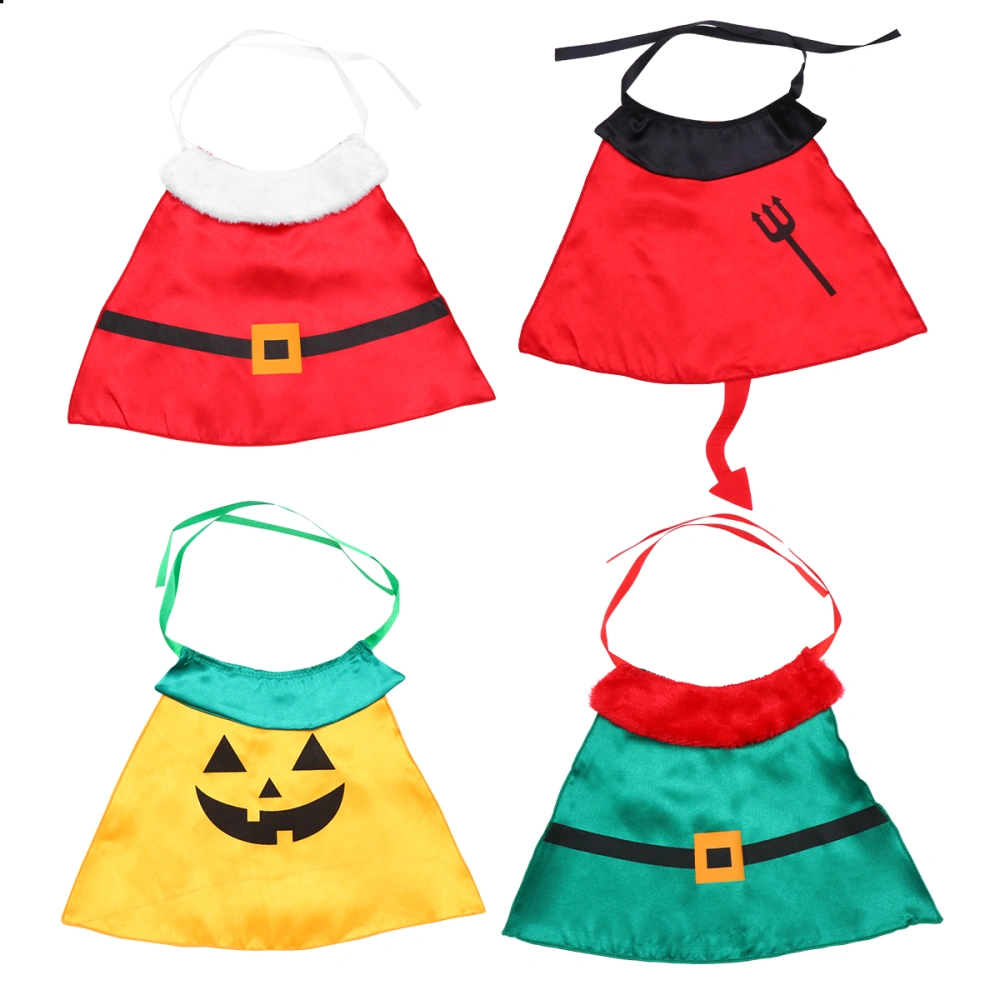 4pcs Halloween Pet Funny Cape Pet Cloak Festival Pet Costume (Red Yellow Green)