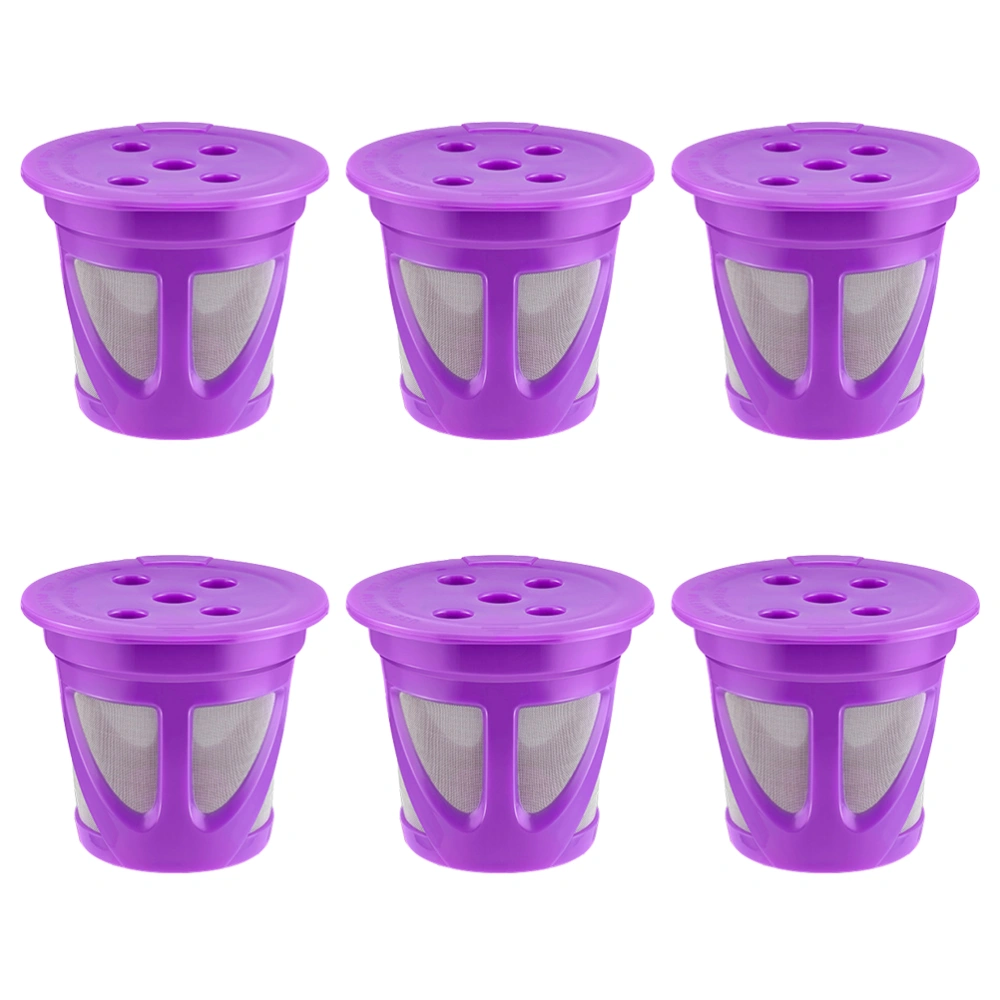 6Pcs Plastic Coffee Capsule K Cups Multiple Cycle Capsule Cups (Purple)