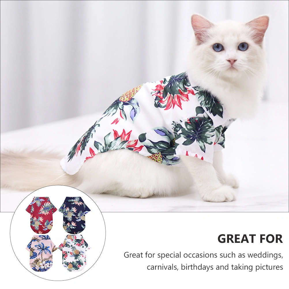 4pcs Hawaiian Dog Shirt Summer Sweatshirts Pet Shirt Cool Breathable Dog Clothes